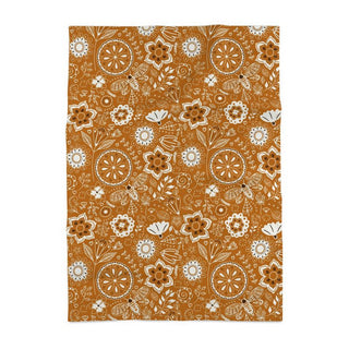 tea towel featuring illustration of hand drawn bees and flowers. Sold online at Jean C Studio