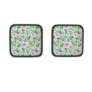 Two potholders with illustration of lavender flowers and green leaves. Sold online at JeanC Studio.