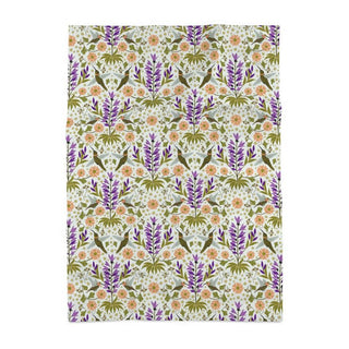 Tea towel with hummingbirds and salvia flowers