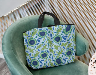 Extravagant Blossoms Blue Organic Cotton Tote Bag