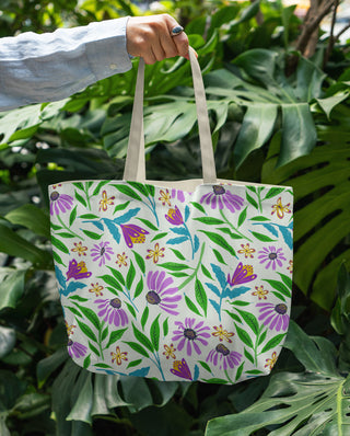 Lavender Coneflowers Organic Cotton Tote Bag