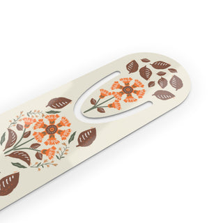 Block Print Flowers Aluminum Bookmark