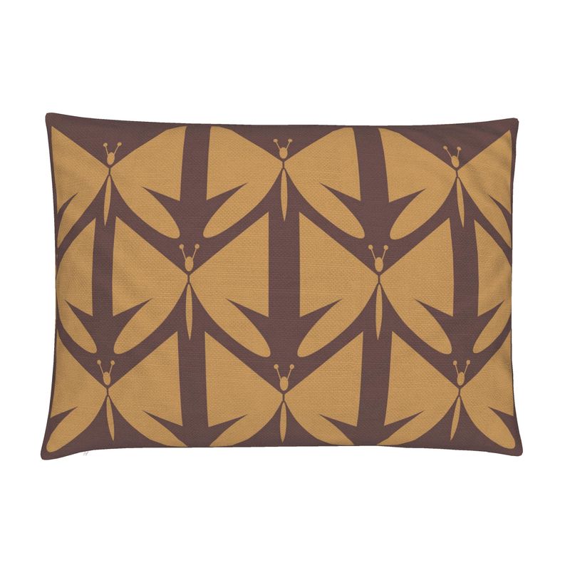 Bold Butterflies Cocoa Cotton Linen Lumbar Pillow Cover