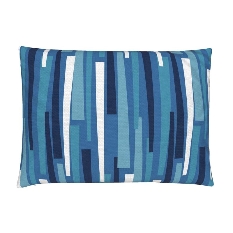 Wedges Blue Cotton Linen Lumbar Pillow Cover