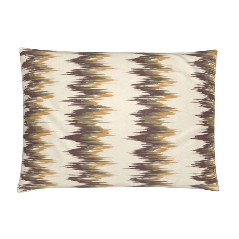 Ikat Stripes Cocoa Cotton Linen Lumbar Pillow Cover