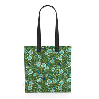 Green floral-patterned tote bag 