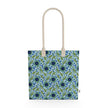 Image of organic cotton tote bag with blue and green flowers and leaves