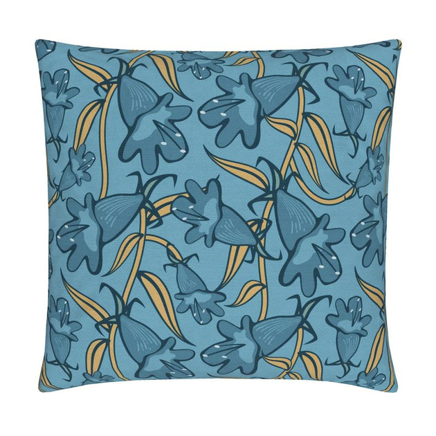 Image of pillow cover with blue penstemon flowers