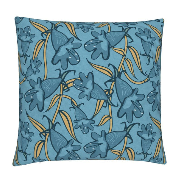 Image of pillow cover with blue penstemon flowers
