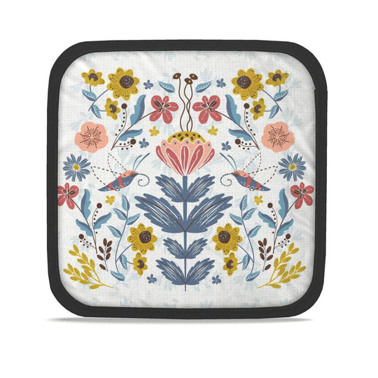 Image of pot holder with hand drawn flowers