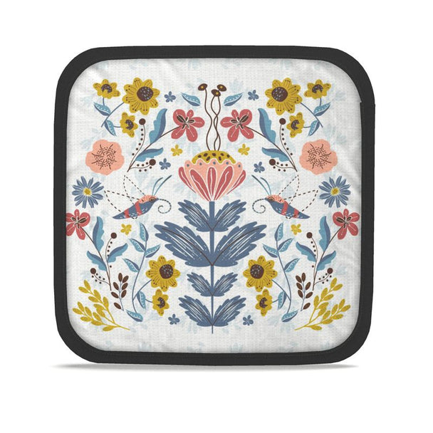 Image of pot holder with hand drawn flowers