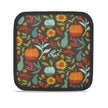 image of fall themed pot holder with pumpkins and sunflowers