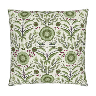Pillow with illustration of flowers and birds. Sold by JeanC Studio