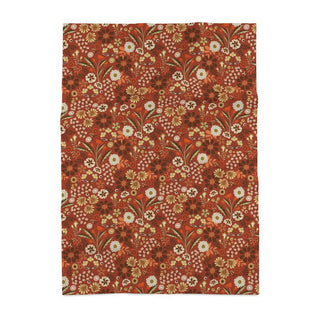 Floral Autumn patterned towel with lots of hand drawn flowers