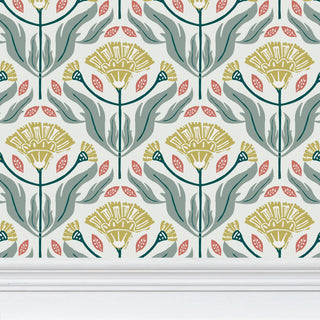 Block Print Garden Gold Wallpaper