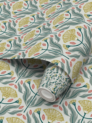 Block Print Garden Gold Wallpaper