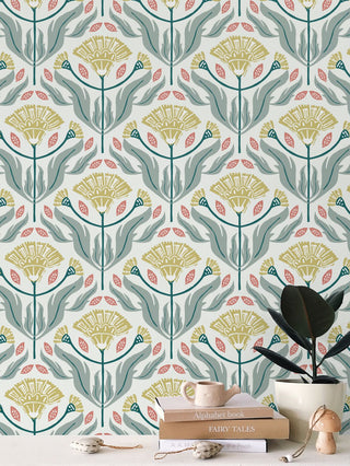 Block Print Garden Gold Wallpaper
