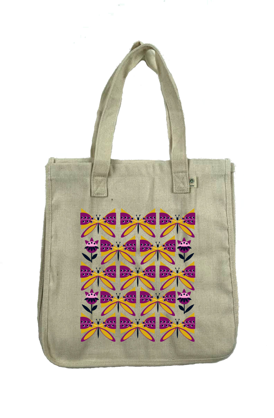 Beautiful Bold Gold Butterflies Hemp Market Tote
