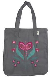 Pink Butterfly Flower Hemp Tote