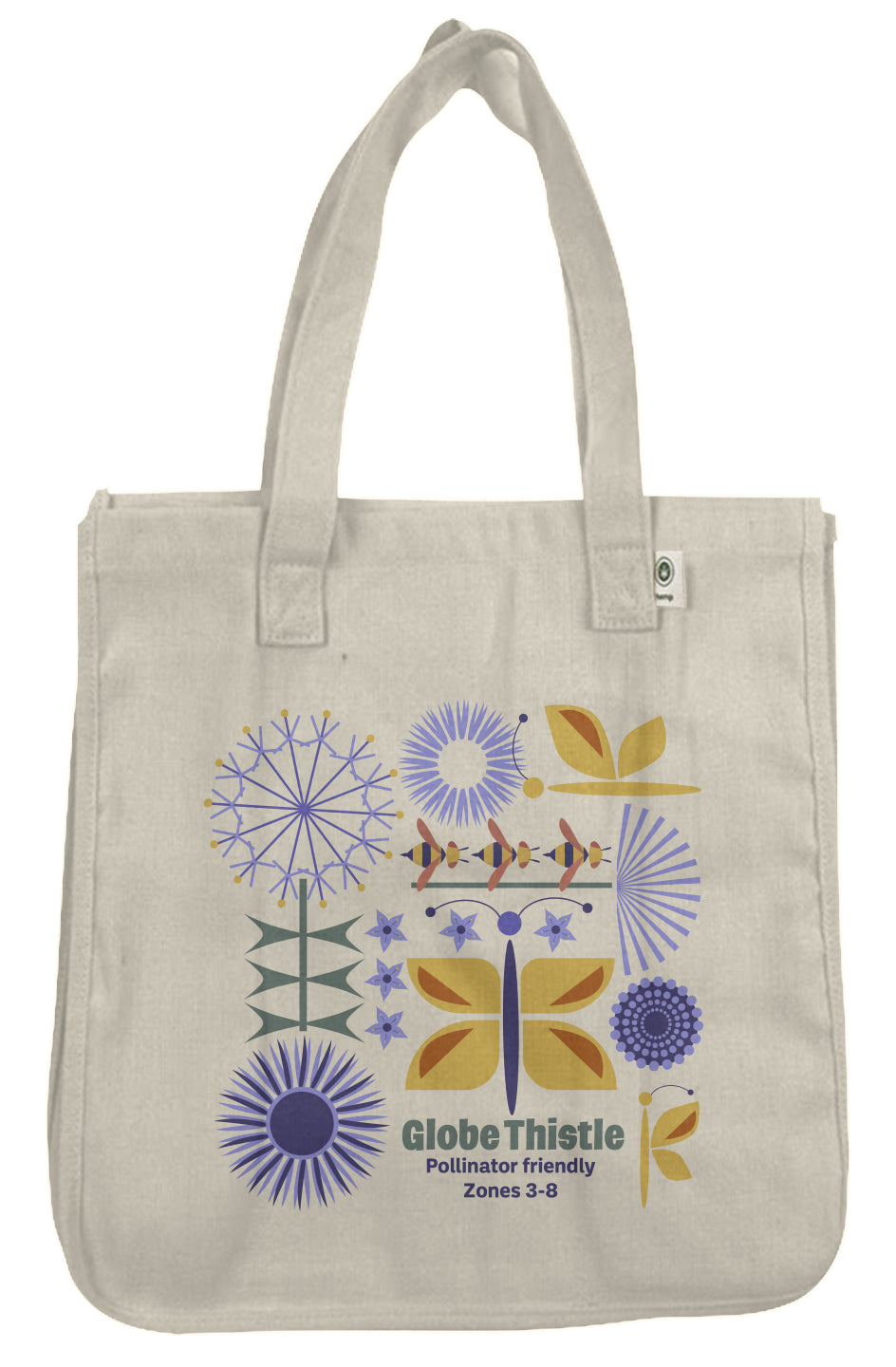 Globe Thistle and Pollinators Hemp Tote