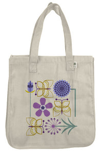 Gold Butterflies and Flowers Hemp Market Tote
