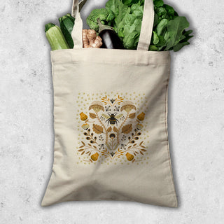 Big Bumblebee and Flowers Hemp Market Tote