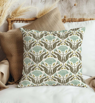Block Print Garden Cotton Linen Pillow Cover