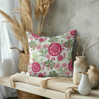 Bohemian Blossoms Cotton Linen Pillow Cover