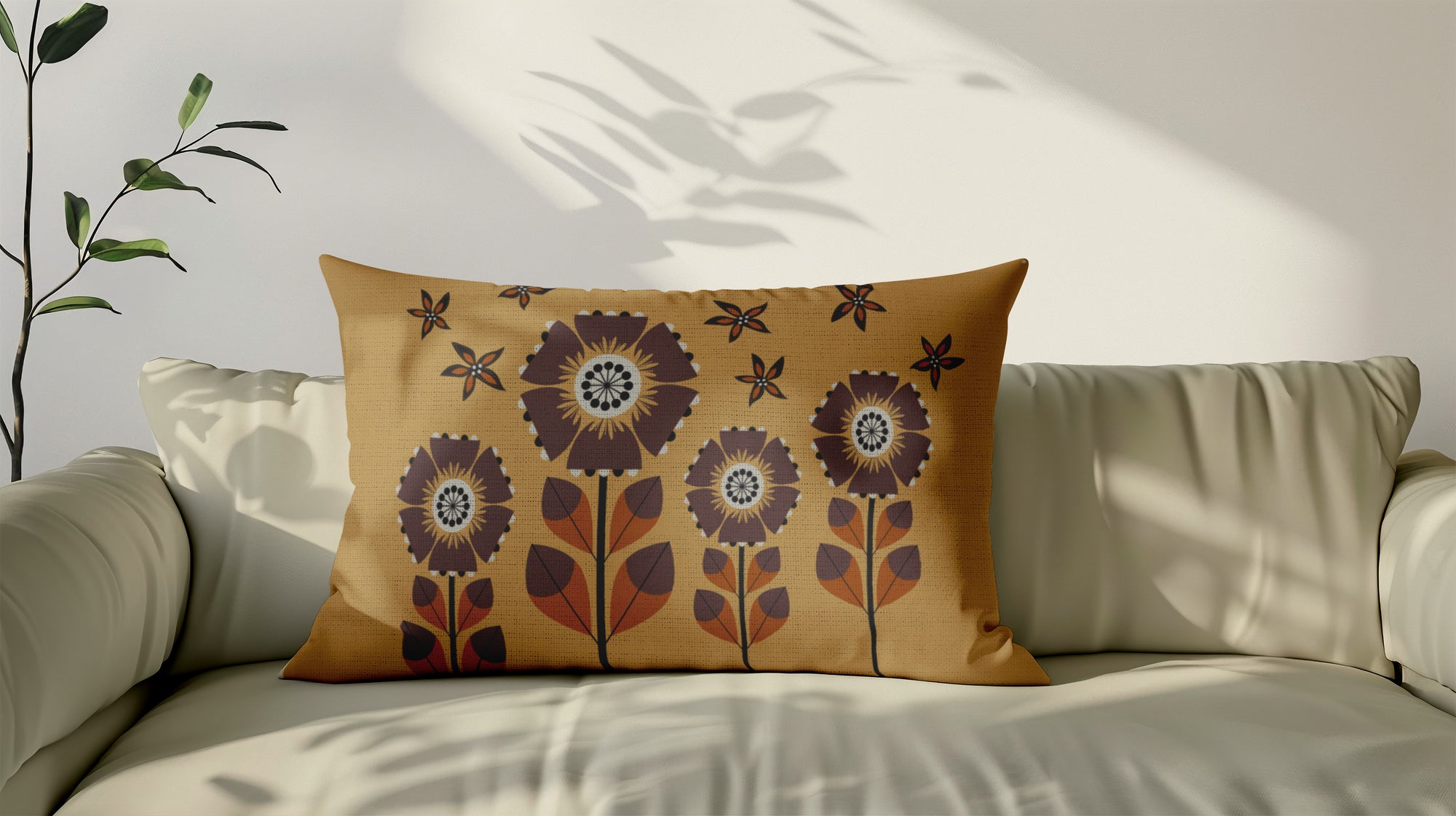 Carmella Gold Cotton Linen Lumbar Pillow Cover