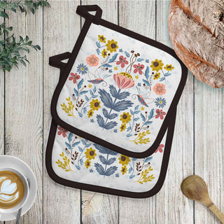 Hummingbird Moth and Flowers Cotton Pot Holder