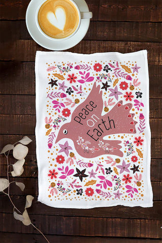 Peace on Earth Holiday Cotton Tea Towel