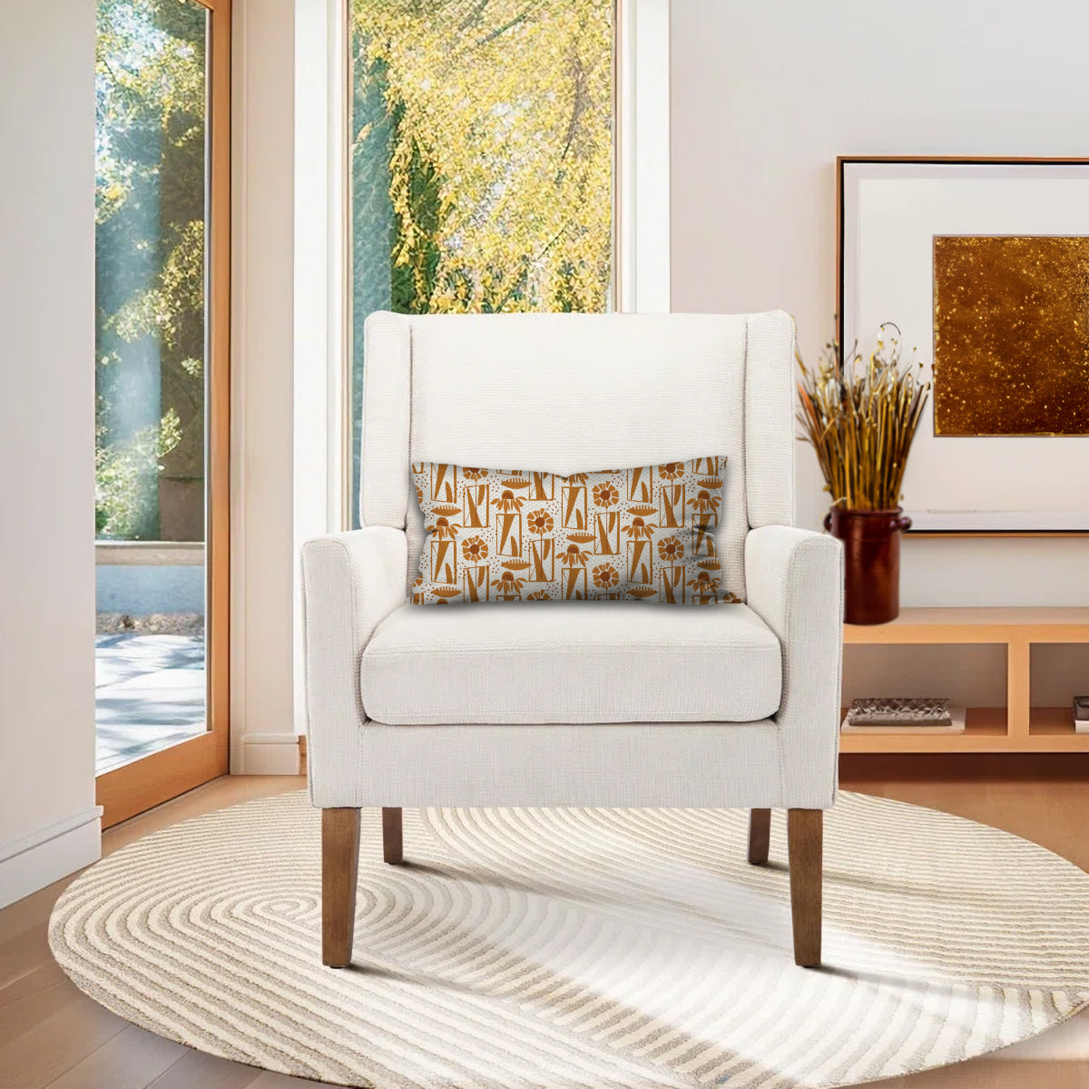 Late Garden Days Cotton Linen Lumbar Pillow Cover