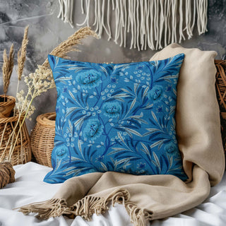Wild Abandon Blue Cotton Linen Pillow Cover
